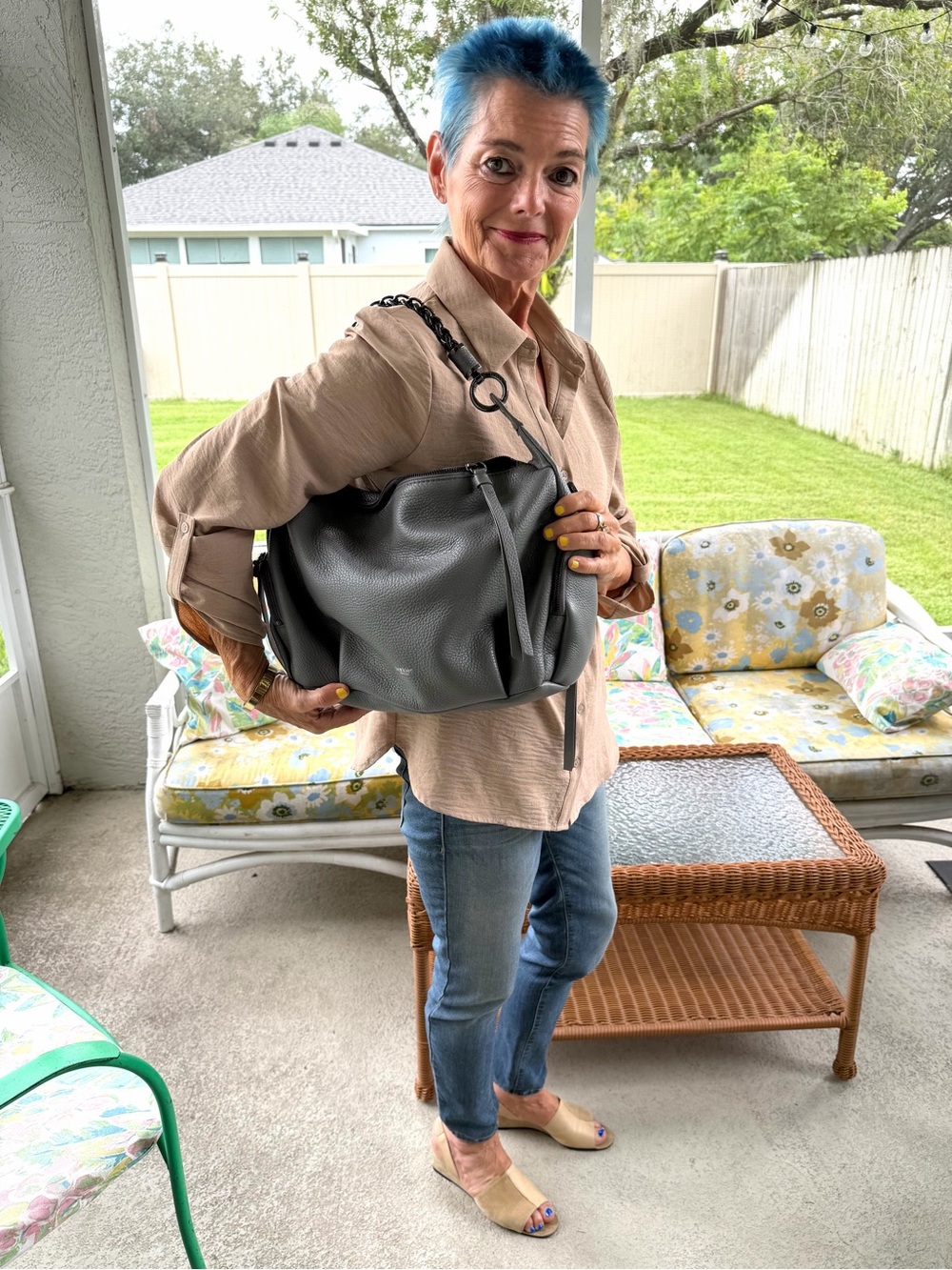 BOTKIER Alexa Leather Hobo Bag Gray Smoke Slate NWOT